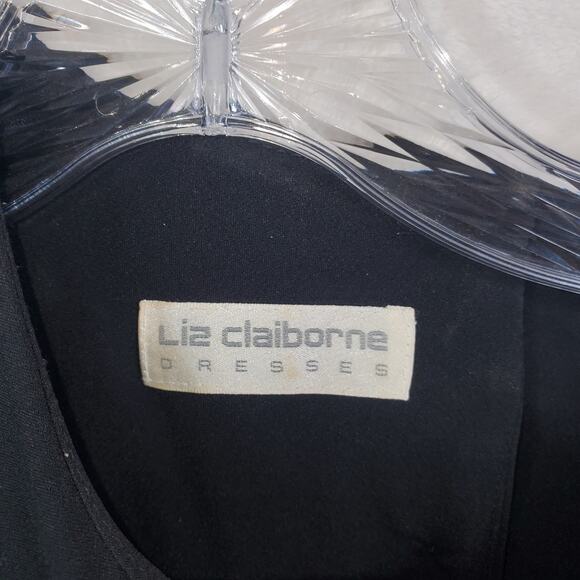 Vtg 90s LIZ CLAIBORNE Black Button Down Back Empire Waist Maxi Dress Sz 8 Medium - Picture 7 of 10